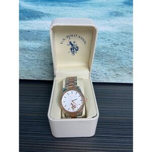 🎁US Polo Assn Two Tone Silver Rose Gold Analog Watch with Box